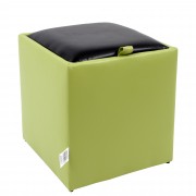 Taburet Box imitatie piele - verde/negru